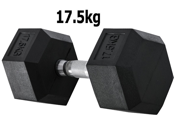 Dumbbells Rubber Encased Weights Sets, Hexagonal Dumbbell Gym 17.5 KG